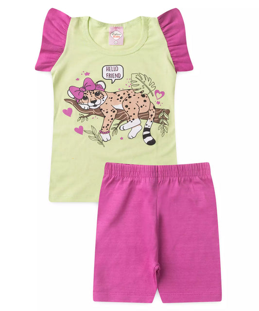 Conjunto de Verão para Menina Tigresa Verde