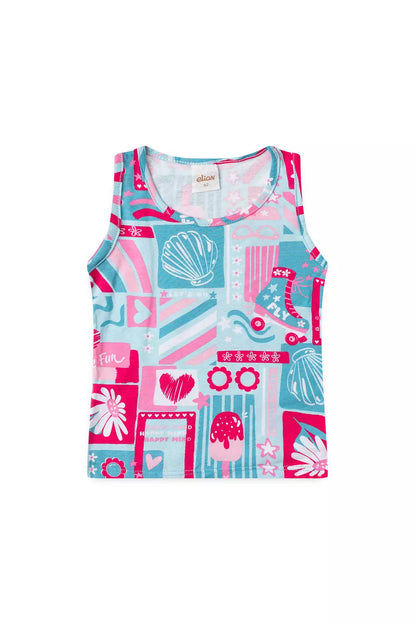 Conjunto de Verão para Menina Tropical Azul
