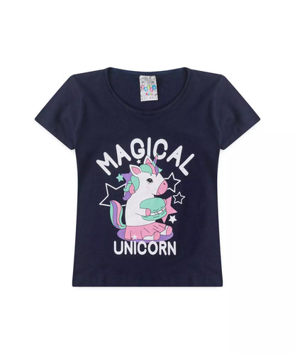 Conjunto de Verão para Menina Unicórnio Mágico Marinho
