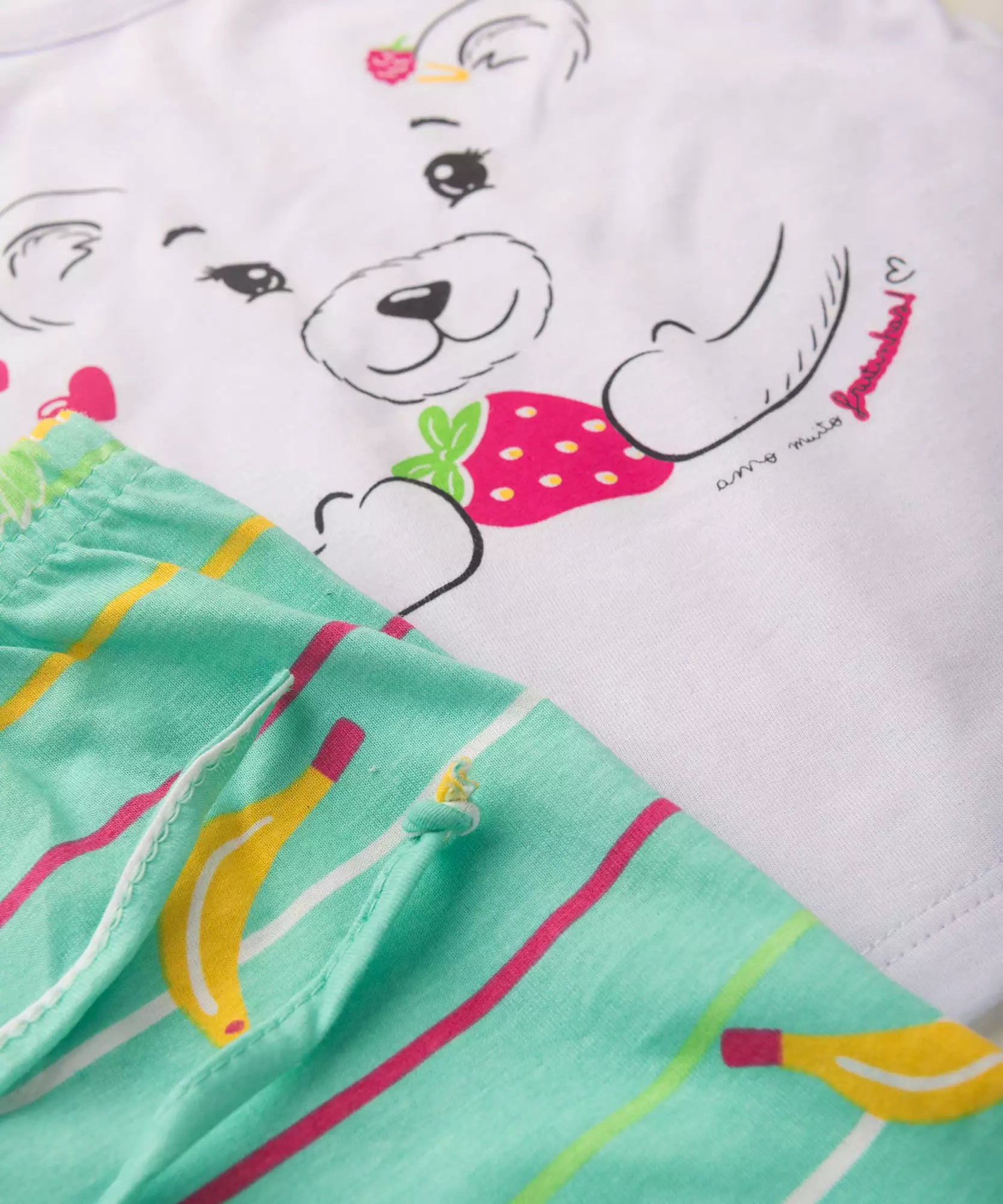 Conjunto de Verão para Menina Ursinho Carinhoso Branco