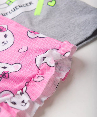 Conjunto de Verão para Menina Ursinho Mescla