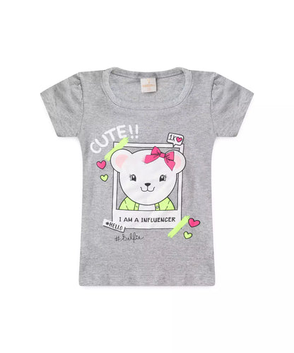 Conjunto de Verão para Menina Ursinho Mescla