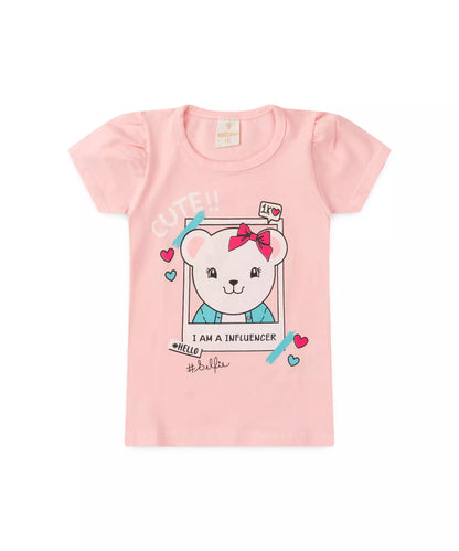 Conjunto de Verão para Menina Ursinho no Rosa