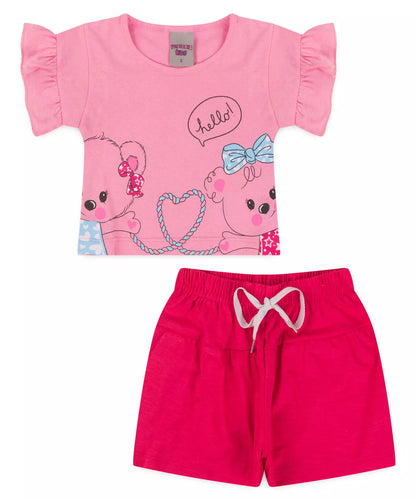 Conjunto de Verão para Menina Ursinhos Rosa