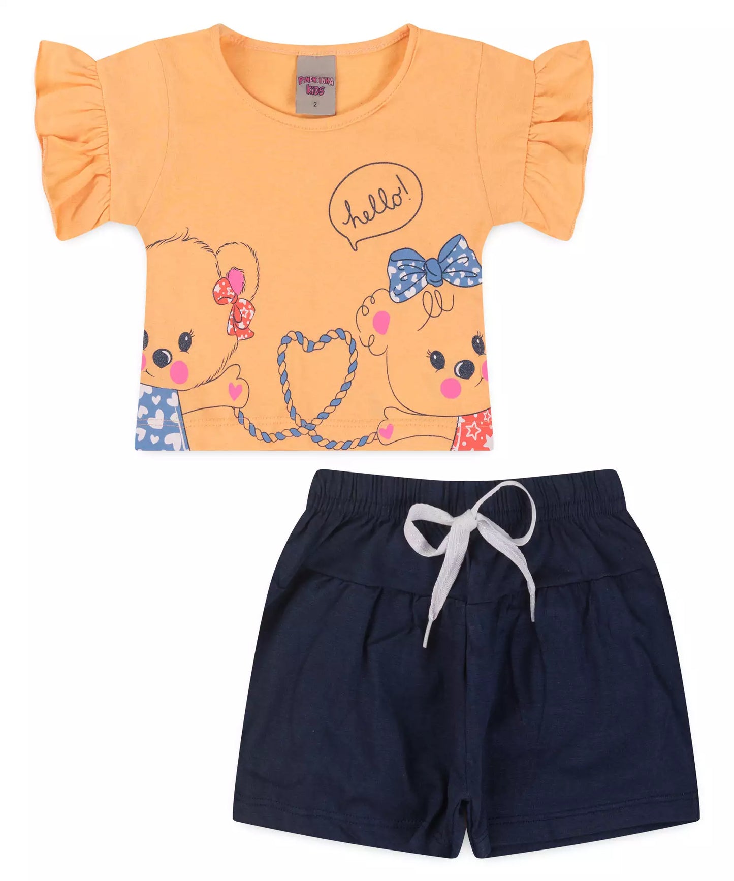 Conjunto de Verão para Menina Ursinhos Salmão