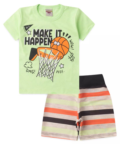 Conjunto de Verão para Menino Basquete Verde
