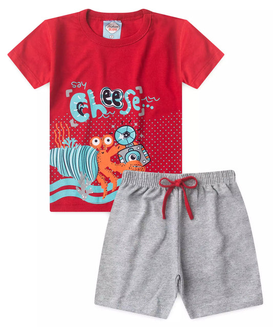Conjunto de Verão para Menino Caranguejo Vermelho