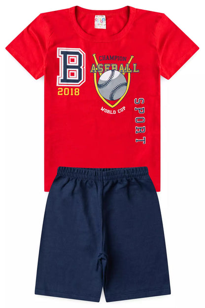 Conjunto de Verão para Menino Champion Mundial Vermelho