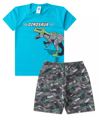 Conjunto de Verão para Menino Dino Explorer Azul
