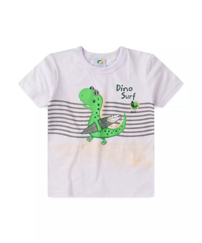 Conjunto de Verão para Menino Dino Surfista Branco