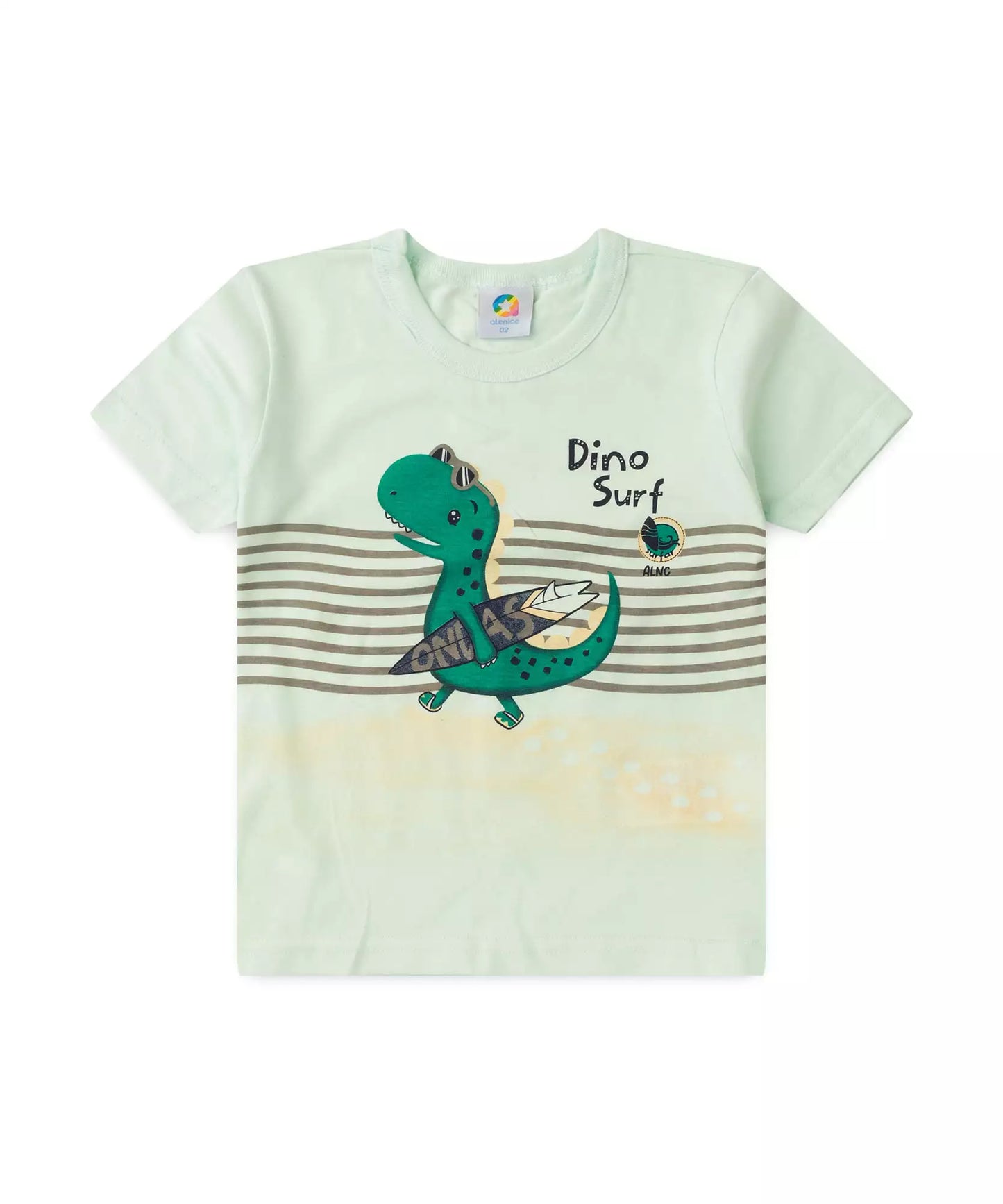 Conjunto de Verão para Menino Dino Surfista Verde