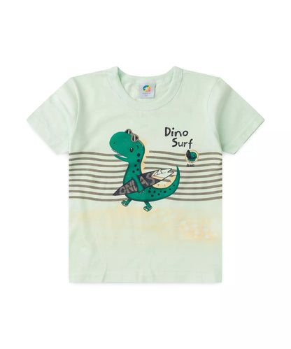 Conjunto de Verão para Menino Dino Surfista Verde