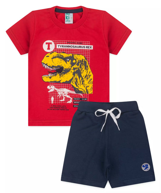 Conjunto de Verão para Menino no Dino Vermelho