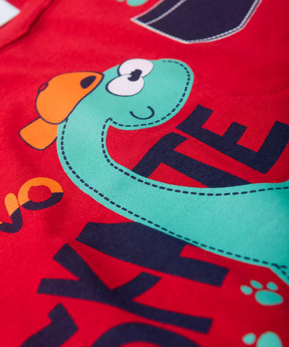 Conjunto de Verão para Menino Dino Vermelho