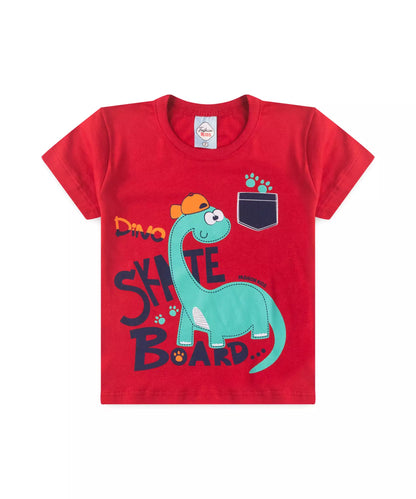 Conjunto de Verão para Menino Dino Vermelho