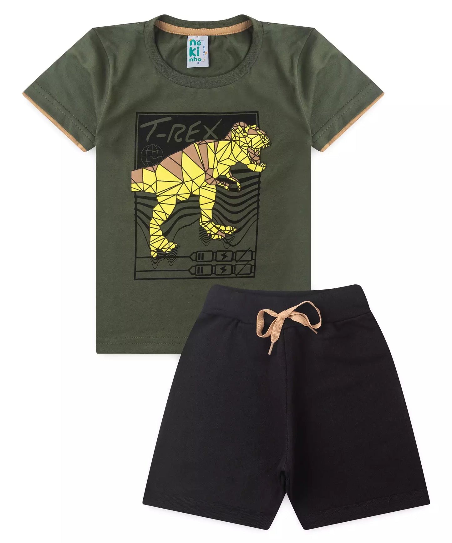 Conjunto de Verão para Menino em Dinossauro Verde