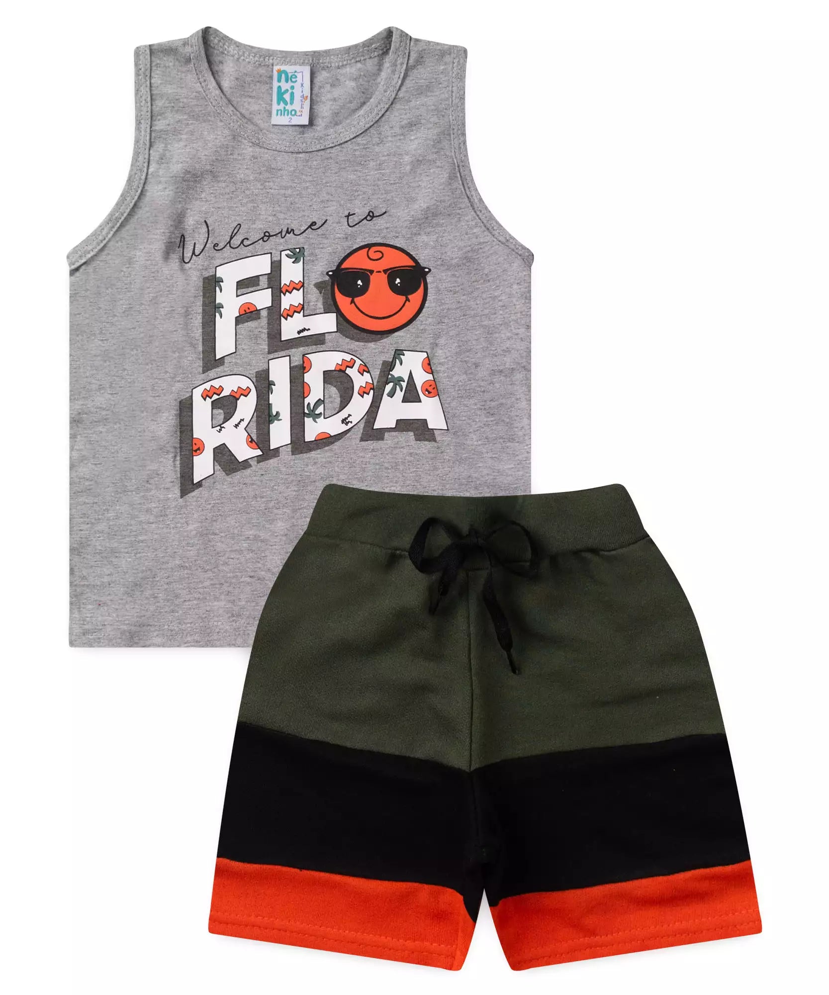 Conjunto de Verão para Menino Emoji Mescla