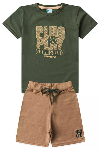 Conjunto de Verão para Menino Estampado Verde