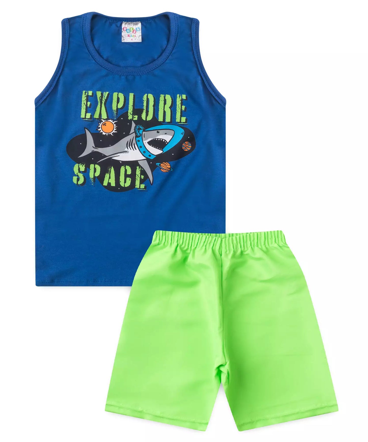 Conjunto de Verão para Menino Explore Space Azul