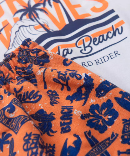 Conjunto de Verão para Menino Florida Beach Branco