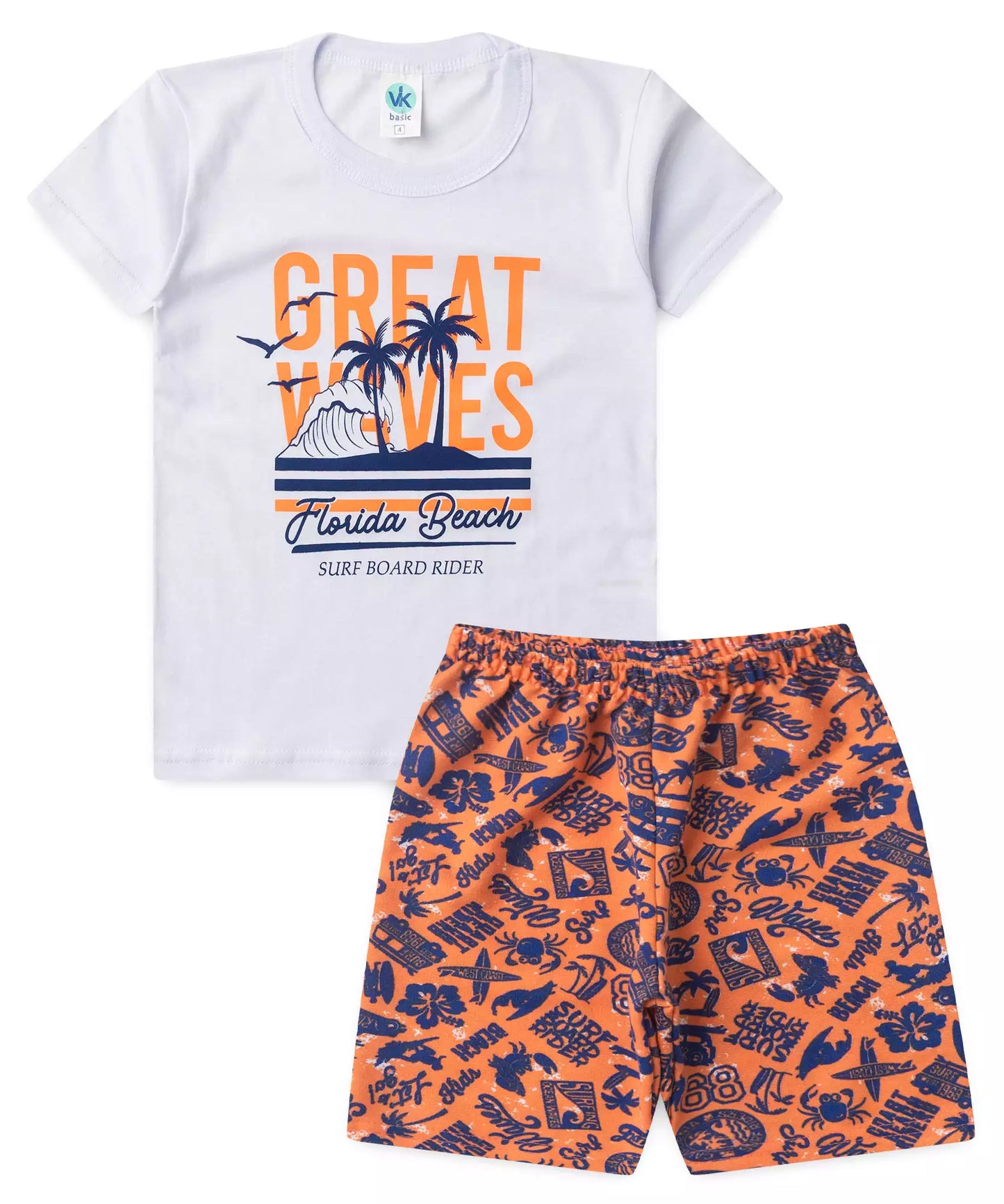 Conjunto de Verão para Menino Florida Beach Branco