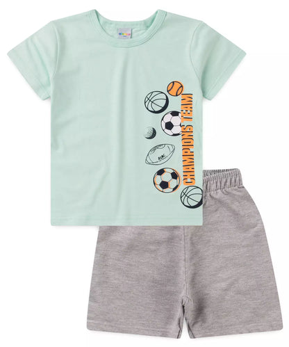 Conjunto de Verão para Menino Futebol Verde