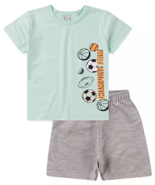 Conjunto de Verão para Menino Futebol Verde