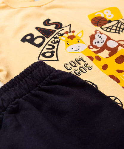 Conjunto de Verão para Menino Girafinha Amarelo