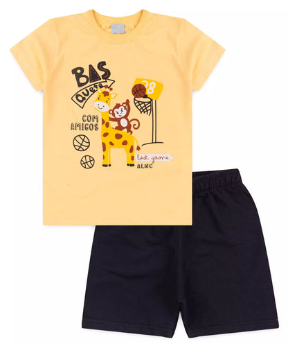 Conjunto de Verão para Menino Girafinha Amarelo