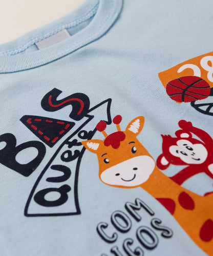 Conjunto de Verão para Menino Girafinha Azul