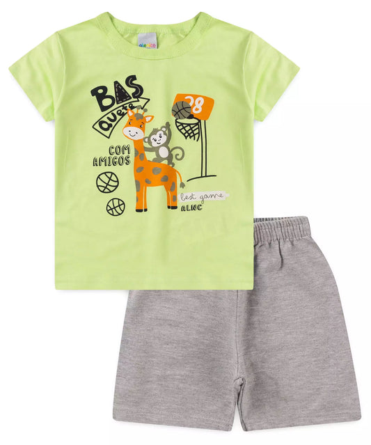 Conjunto de Verão para Menino Girafinha Verde