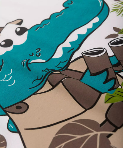 Conjunto de Verão para Menino Jacaré Branco