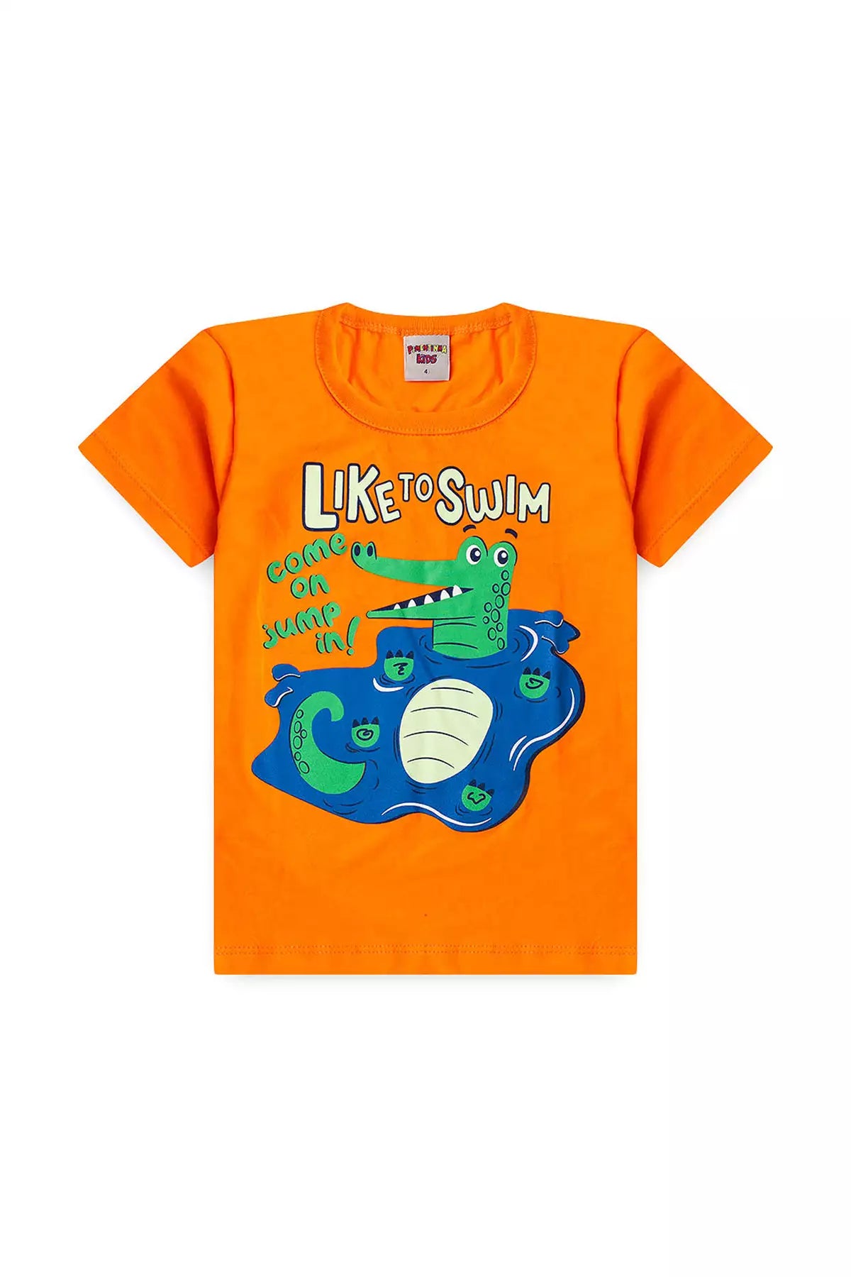 Conjunto de Verão para Menino Jacaré Nadador Laranja