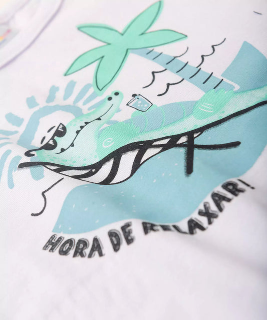 Conjunto de Verão para Menino Jacarezinho Branco
