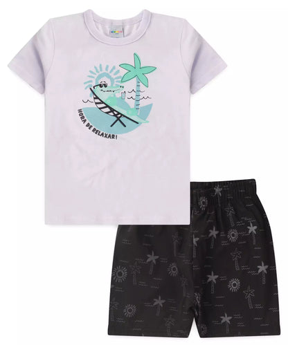 Conjunto de Verão para Menino Jacarezinho Branco