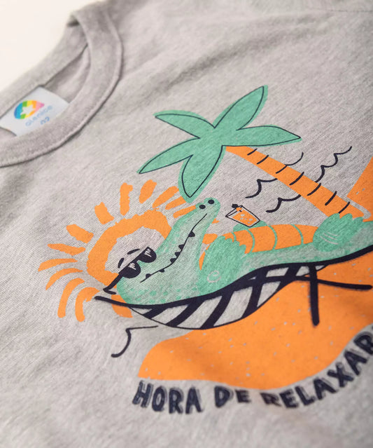 Conjunto de Verão para Menino Jacarezinho Mescla