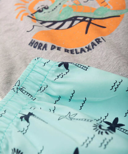 Conjunto de Verão para Menino Jacarezinho Mescla