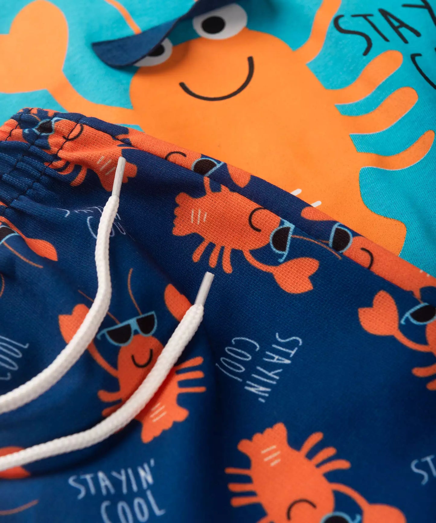 Conjunto de Verão para Menino Lagosta Azul