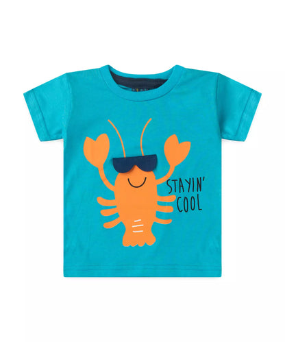 Conjunto de Verão para Menino Lagosta Azul