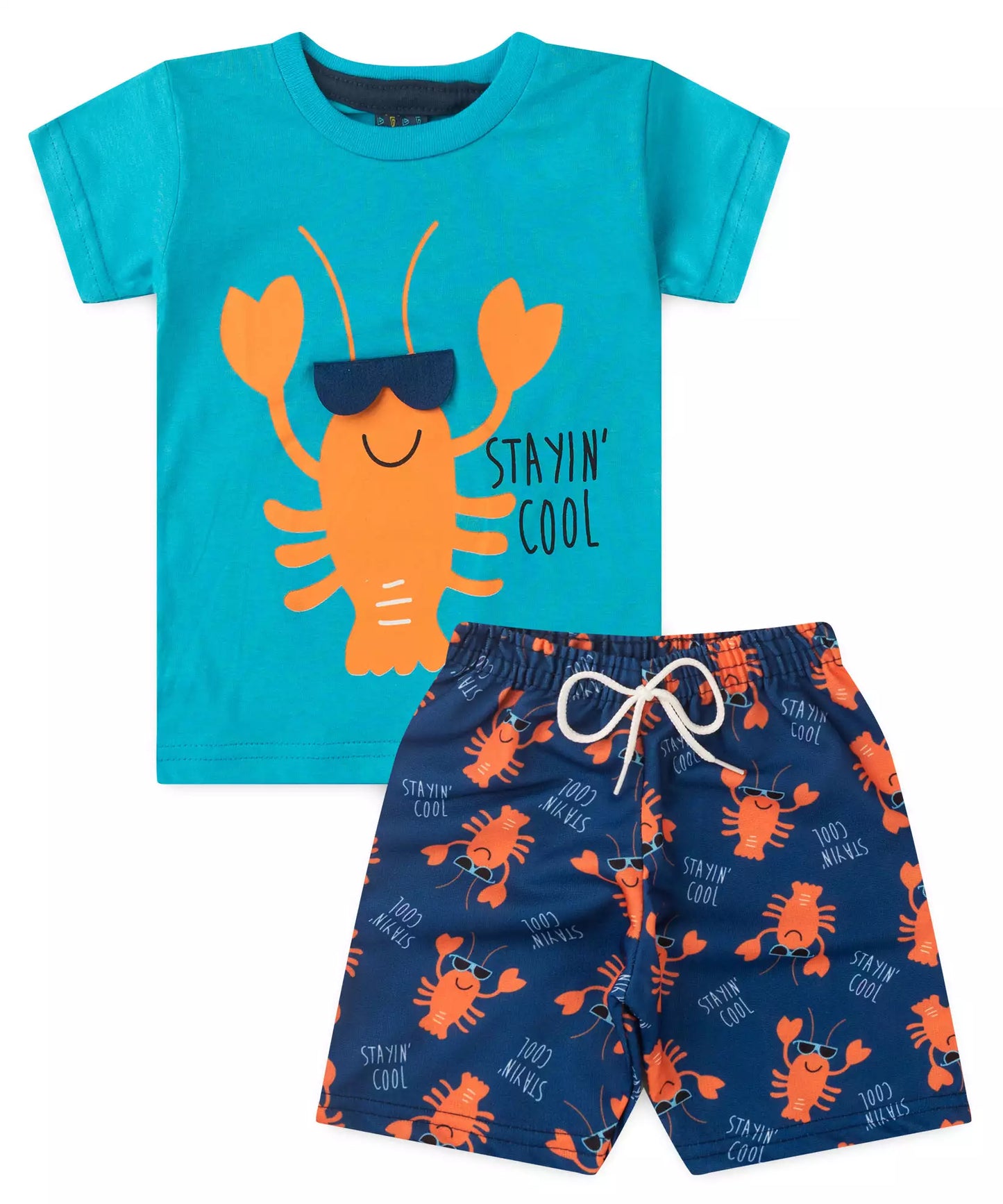 Conjunto de Verão para Menino Lagosta Azul