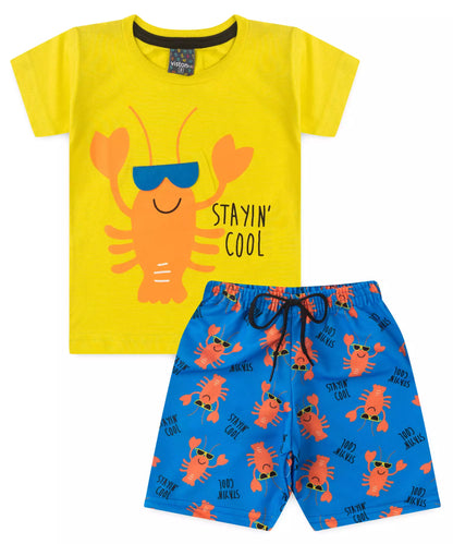Conjunto de Verão para Menino Lagosta Verde