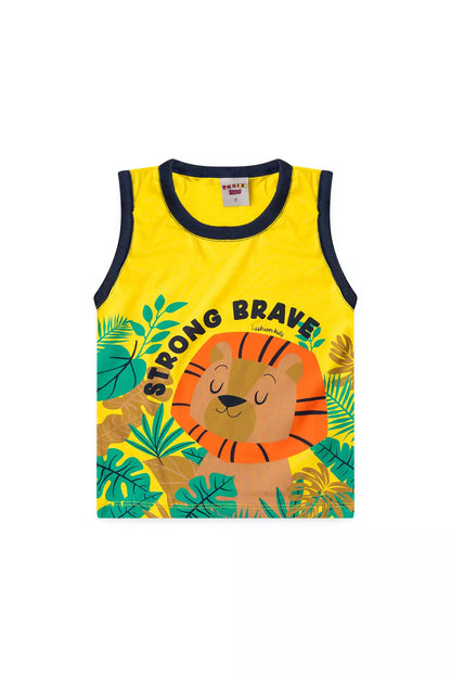 Conjunto de Verão para Menino Leão Valente Amarelo