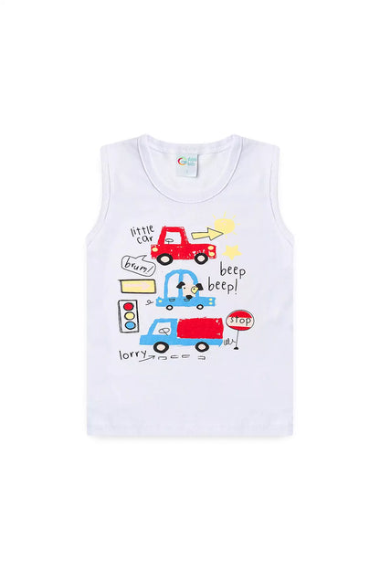 Conjunto de Verão para Menino Little Car Branco