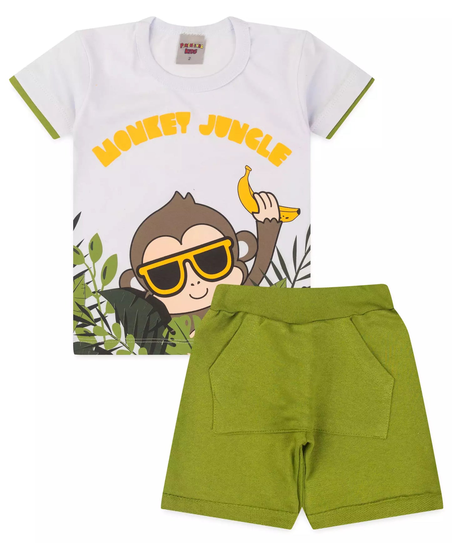 Conjunto de Verão para Menino Macaco Branco