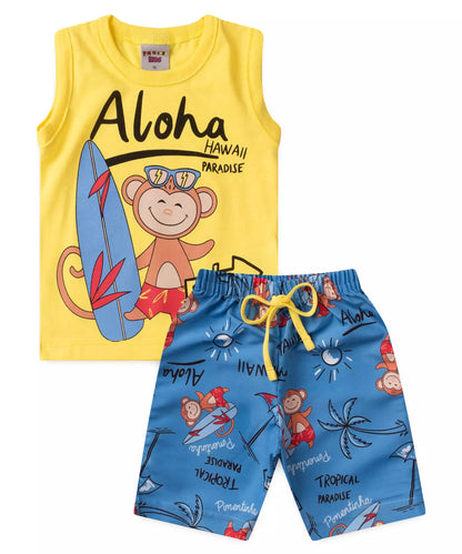Conjunto de Verão para Menino Macaquinho Amarelo