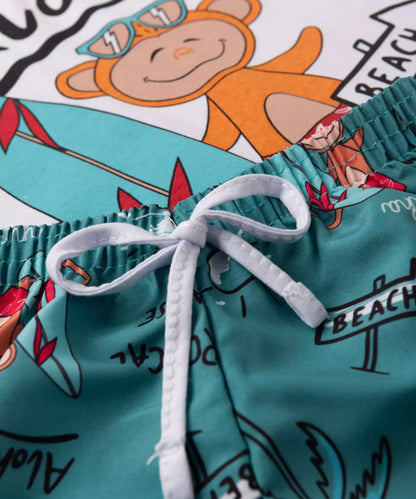 Conjunto de Verão para Menino Macaquinho Branco