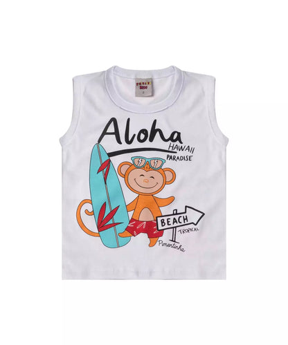 Conjunto de Verão para Menino Macaquinho Branco
