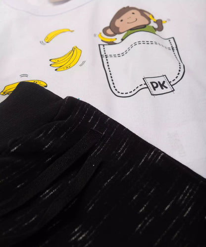 Conjunto de Verão para Menino Macaquinho cor Branco