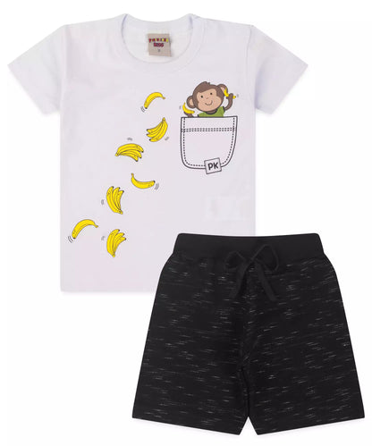 Conjunto de Verão para Menino Macaquinho cor Branco