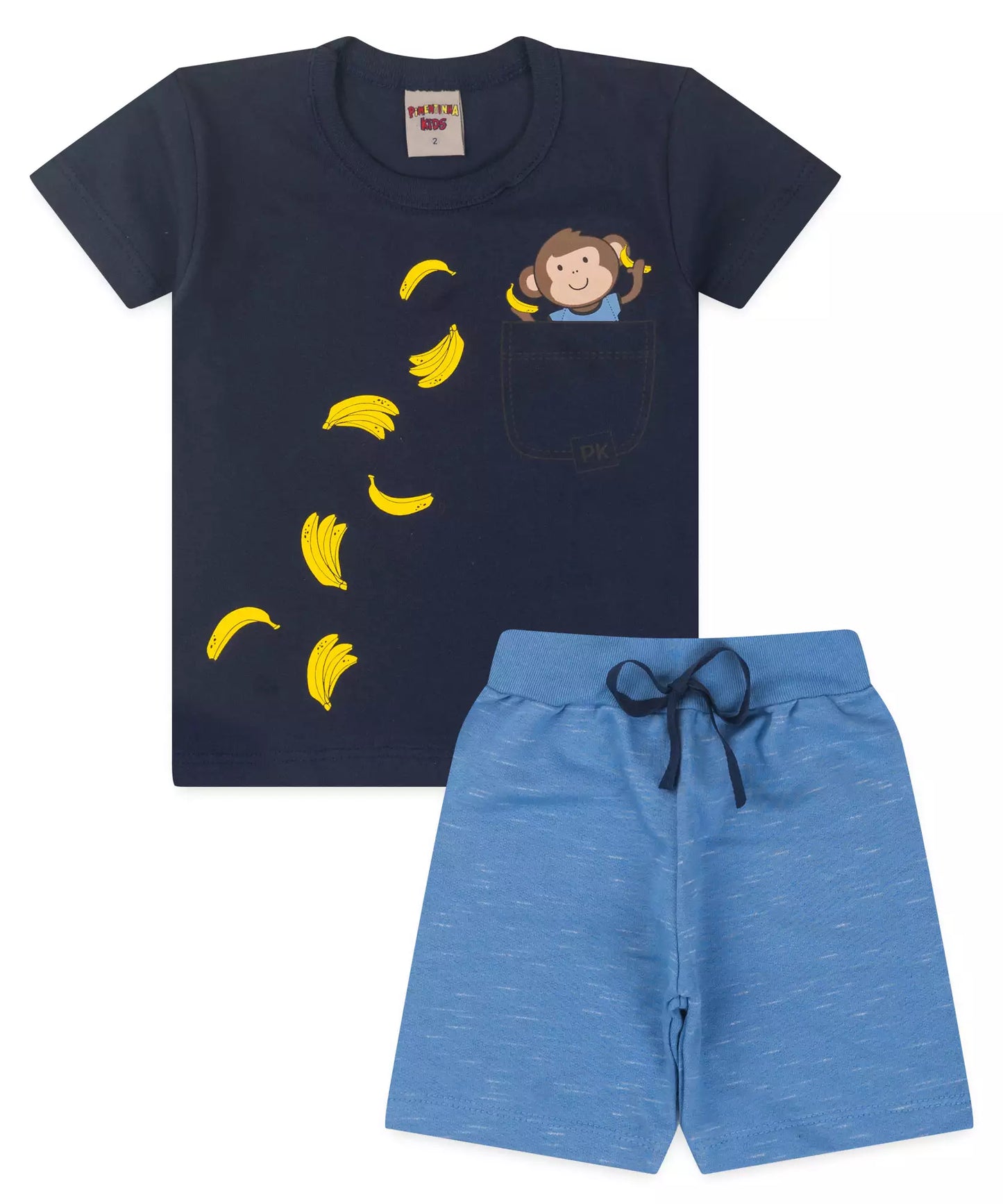 Conjunto de Verão para Menino Macaquinho Marinho
